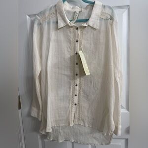 Aratta Ivory Lace Button-Up Blouse